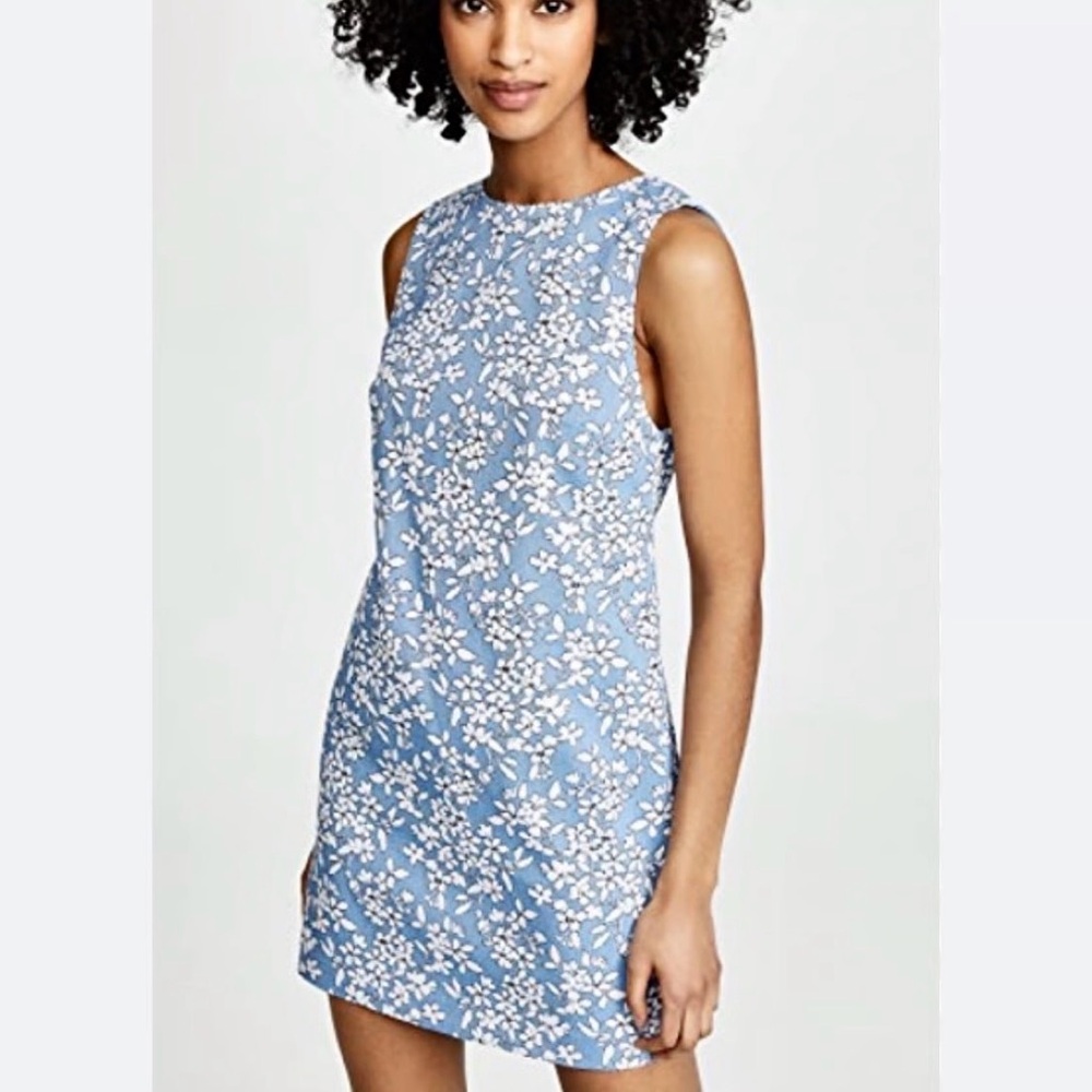 Alice + Olivia Clyde Cornflower Blue Floral Shift Mini Dress Size 4/ S - Picture 2 of 11
